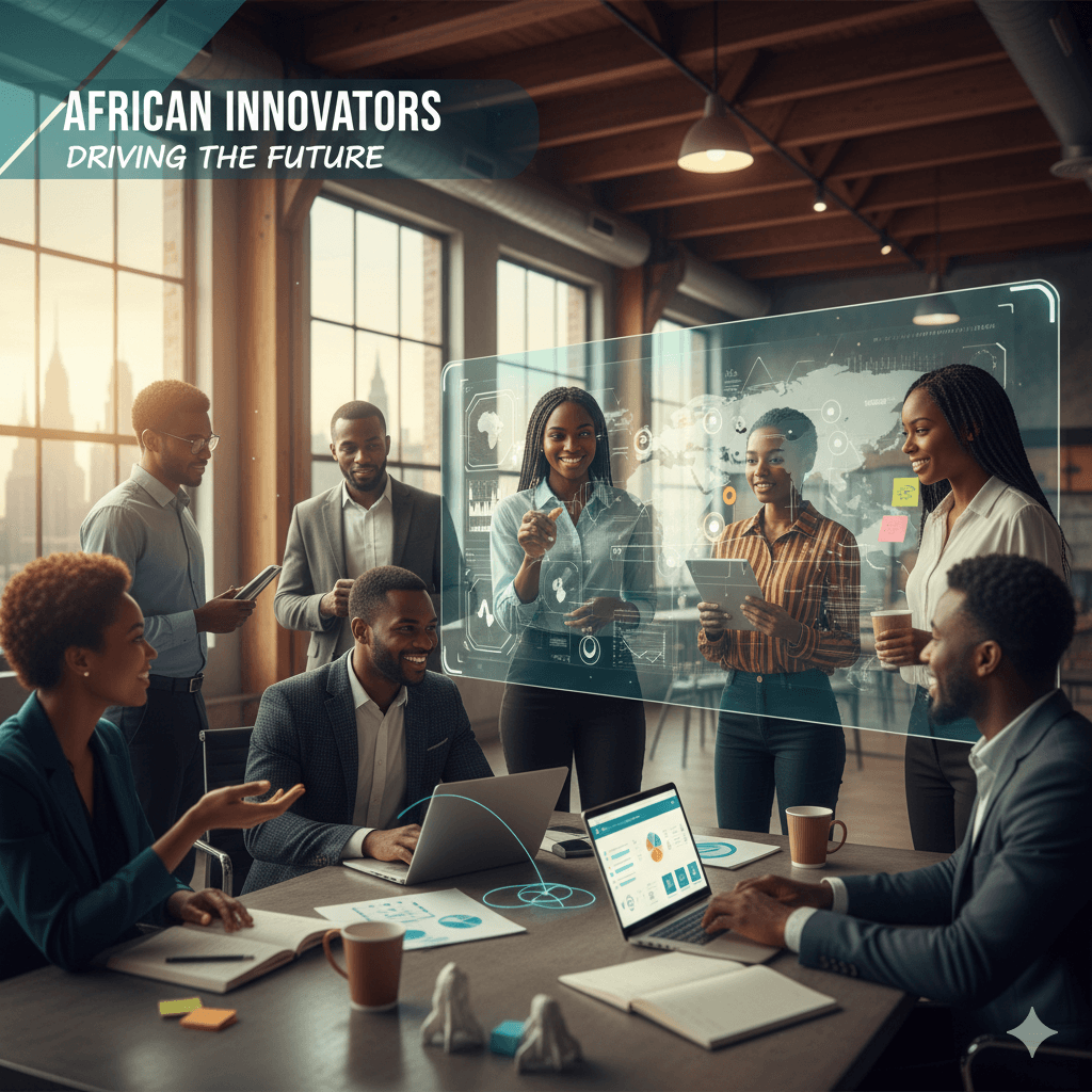 Group of African people entrepreneurs and businessmen